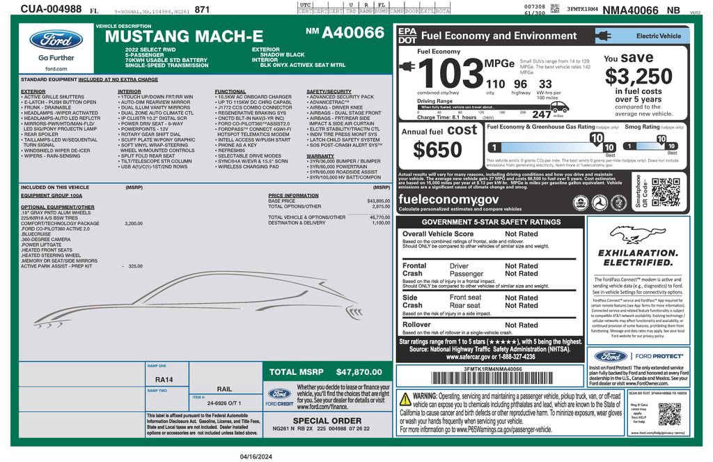 Used 2022 Ford Mustang Mach-E Select w/ Comfort/Technology Package RWD image 27