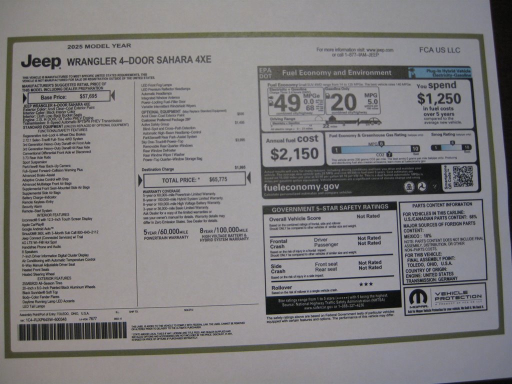 Used 2025 Jeep Wrangler Unlimited Sahara w/ Safety Group image 2