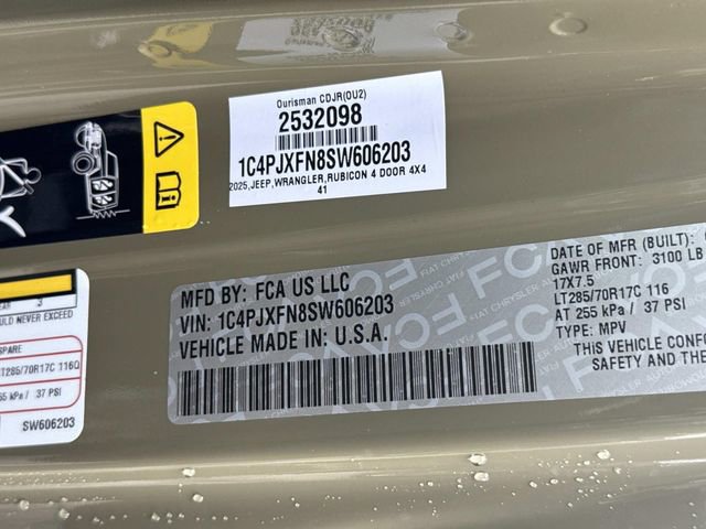 New 2025 Jeep Wrangler Unlimited Rubicon w/ Steel Bumper Group image 16