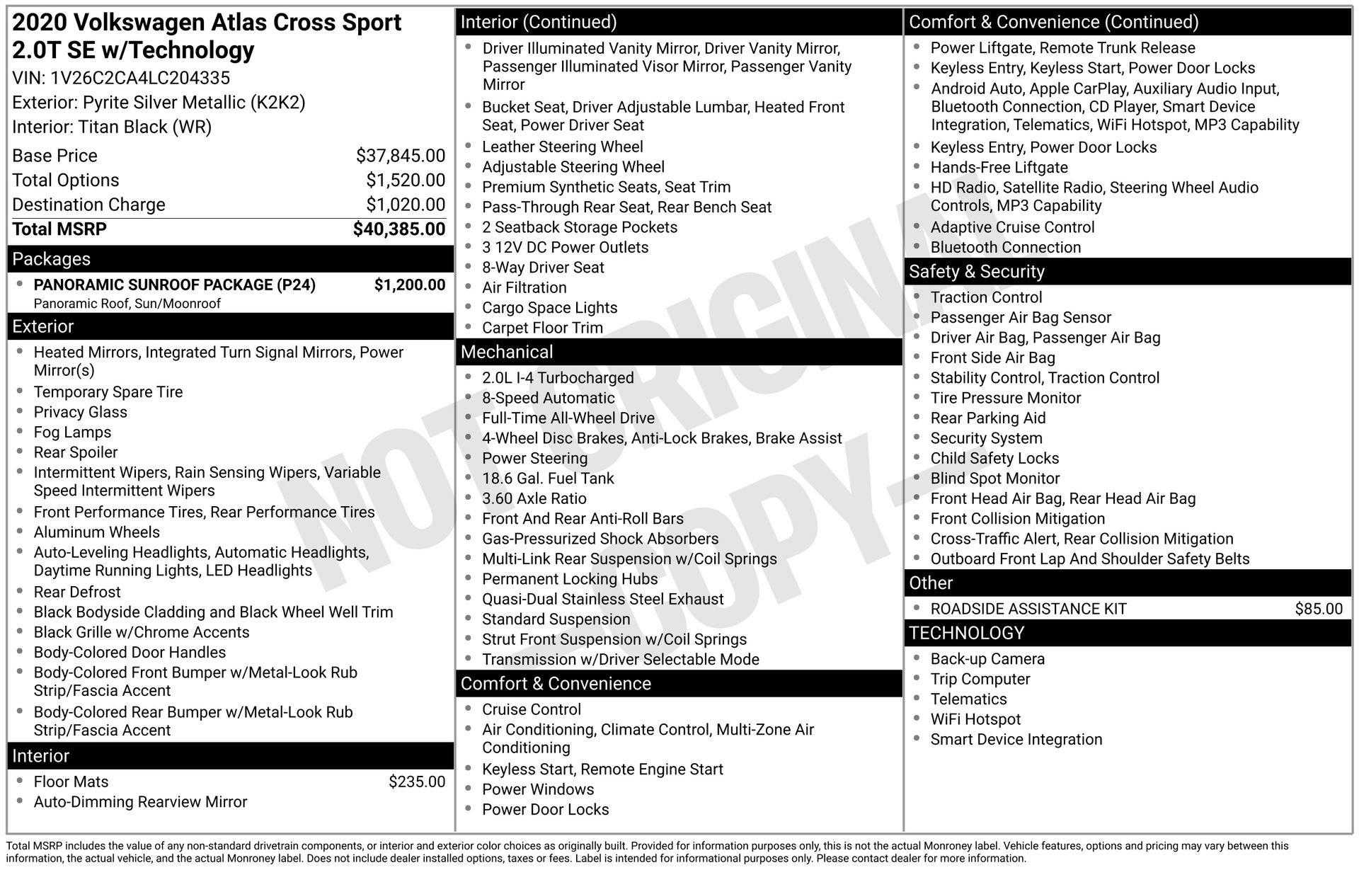 Used 2020 Volkswagen Atlas Cross Sport SE w/ Panoramic Sunroof Package image 3