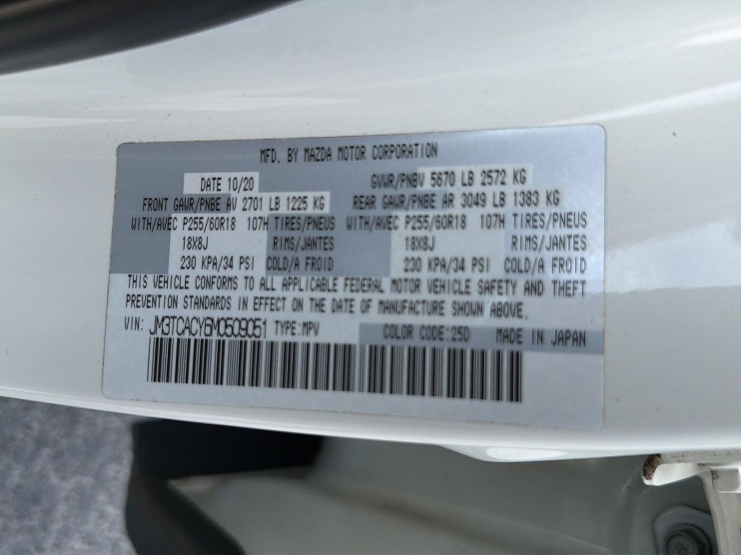 Used 2021 MAZDA CX-9 Touring w/ Touring Premium Package FWD image 44