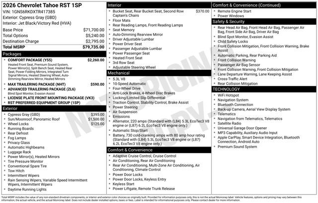 New 2026 Chevrolet Tahoe RST w/ Comfort Package AWD/4WD image 4