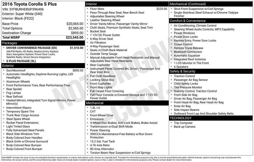 Used 2016 Toyota Corolla S w/ Driver Convenience Package image 35