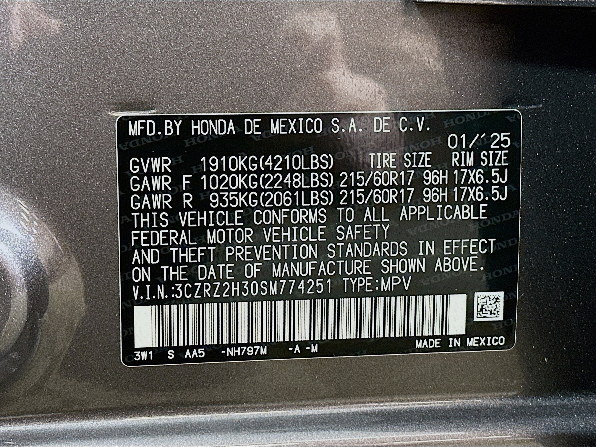 Certified 2025 Honda HR-V LX image 30