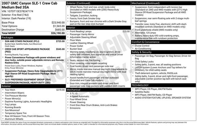 Used 2007 GMC Canyon SLE w/ Sun and Stars Package AWD/4WD image 20