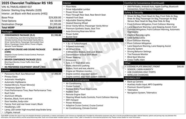Used 2025 Chevrolet TrailBlazer RS w/ Convenience Package AWD/4WD image 15