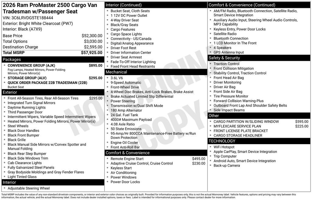 New 2026 RAM ProMaster 2500 w/ Convenience Group FWD image 15