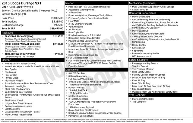 Used 2015 Dodge Durango SXT w/ Blacktop Package image 19