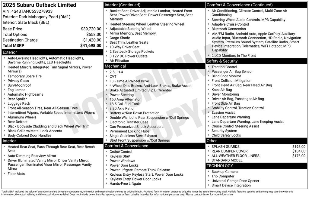 Certified 2025 Subaru Outback Limited AWD/4WD image 6
