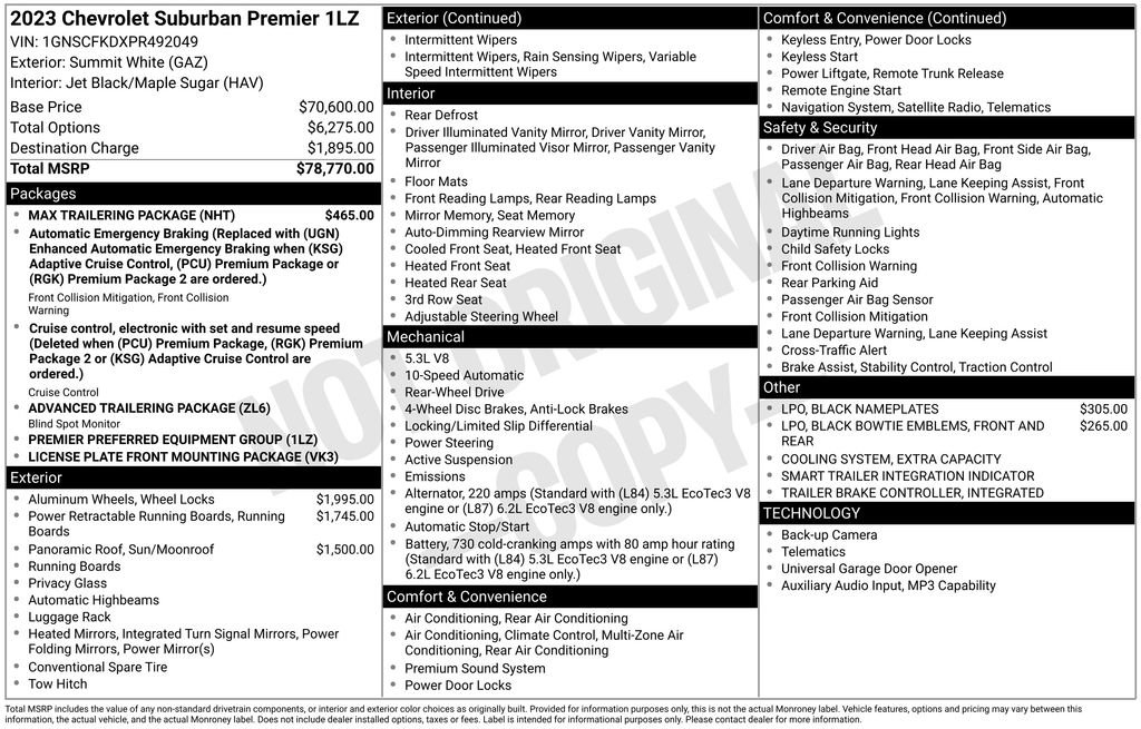 Used 2023 Chevrolet Suburban Premier w/ Max Trailering Package RWD image 4