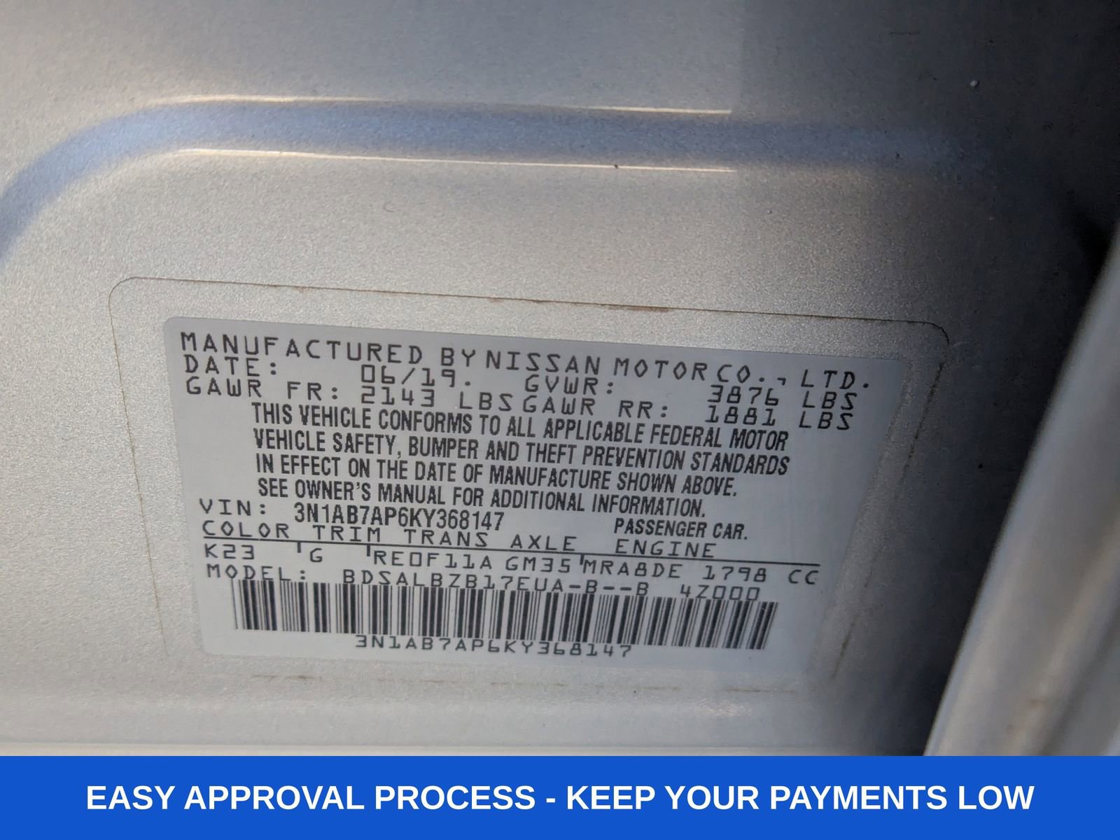 Used 2019 Nissan Sentra S w/ Appearance Package image 19