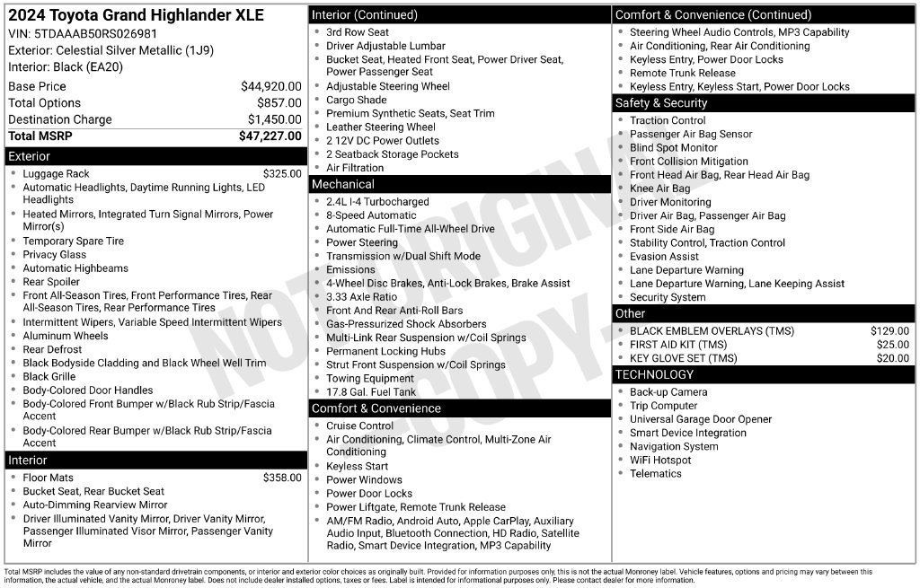 Used 2024 Toyota Grand Highlander AWD image 3