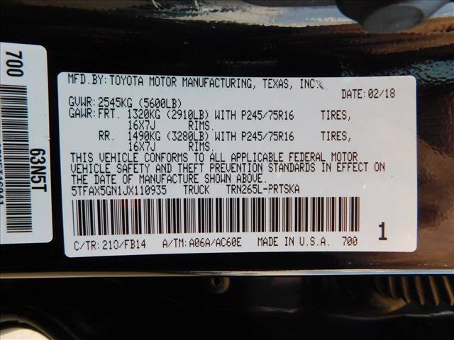 Used 2018 Toyota Tacoma SR RWD image 16