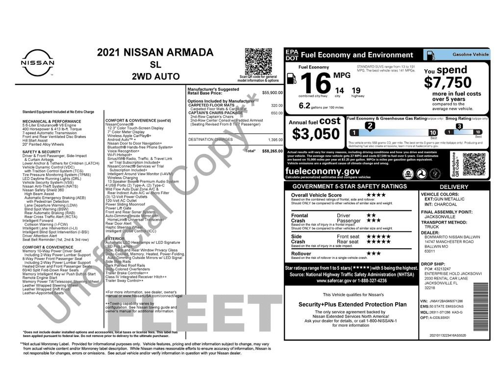 Used 2021 Nissan Armada SL w/ Captain's Chairs Package image 25