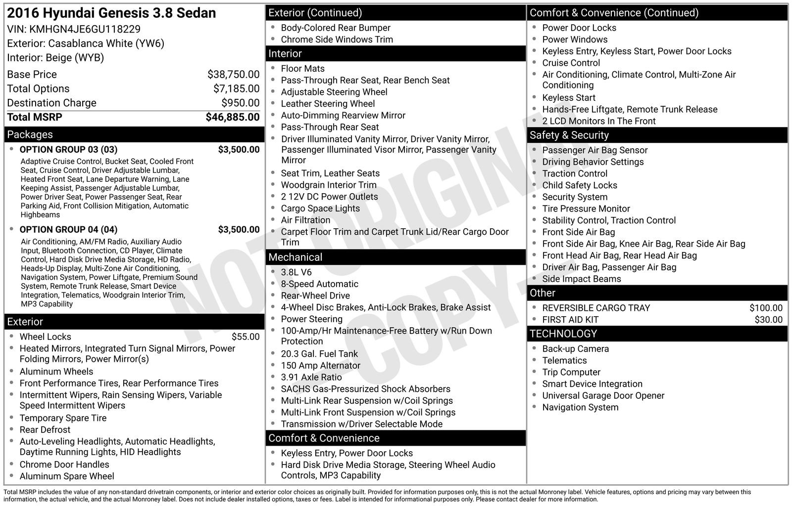 Used 2016 Hyundai Genesis 3.8 w/ Option Group 04 image 6