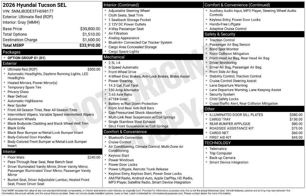 Certified 2026 Hyundai Tucson SEL Plus FWD image 20