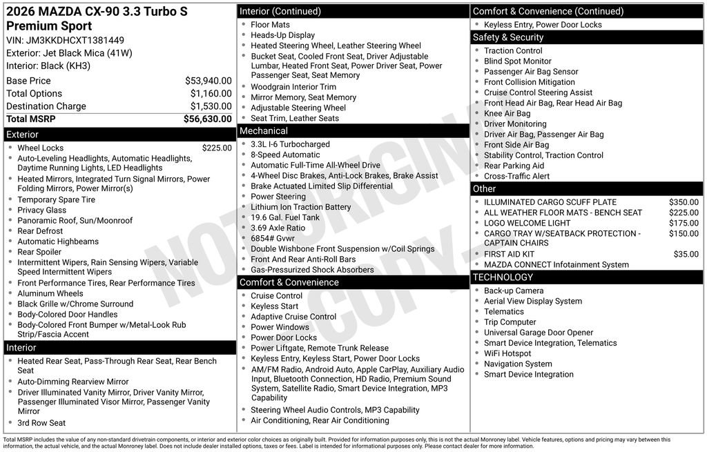 New 2026 MAZDA CX-90 3.3 Turbo S w/ Premium Package AWD/4WD image 6