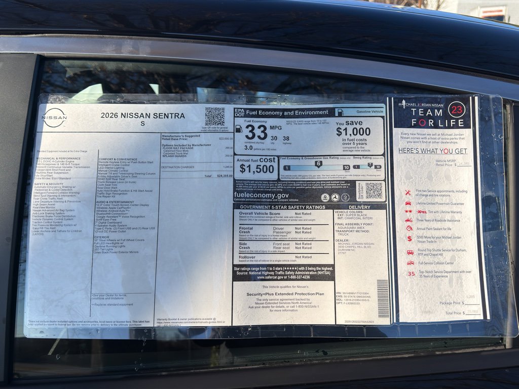 New 2026 Nissan Sentra S w/ Floor Mat Package image 12