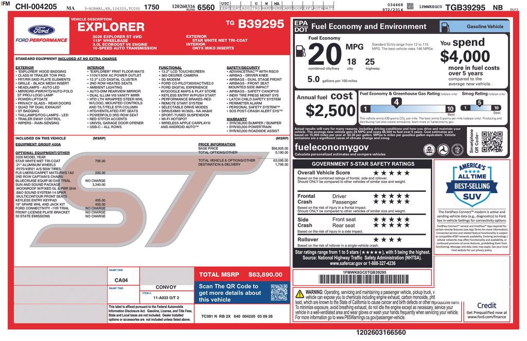 New 2026 Ford Explorer ST w/ Sun And Sound Package AWD/4WD image 36