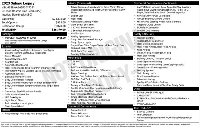 Used 2023 Subaru Legacy w/ Popular Package #1 AWD/4WD image 4