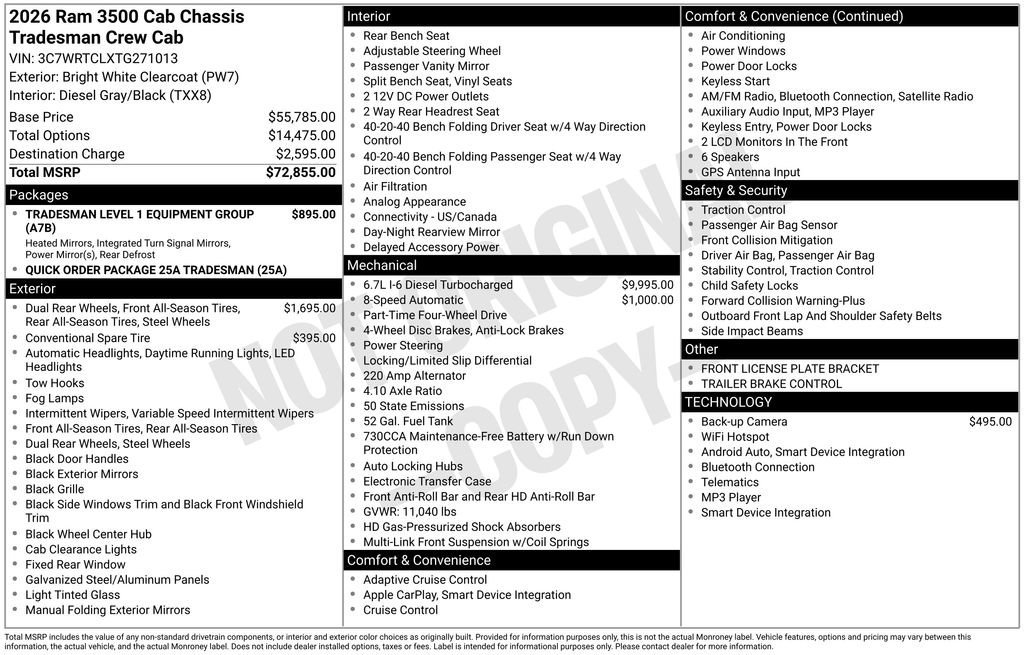 New 2026 RAM 3500 Tradesman AWD/4WD image 24