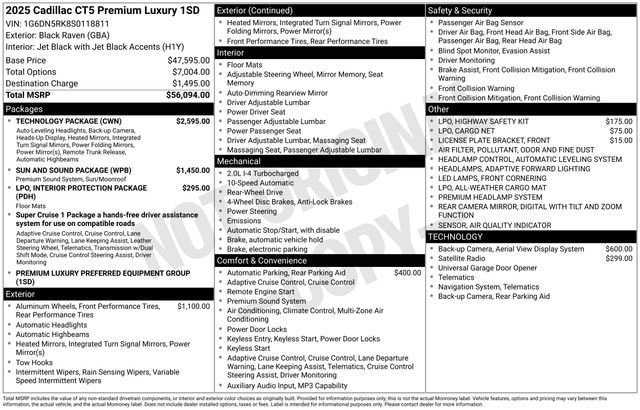 Certified 2025 Cadillac CT5 Premium Luxury w/ Technology Package RWD image 35