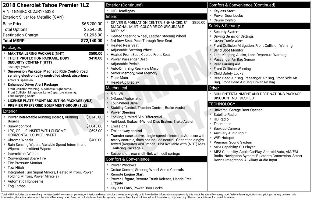 Used 2018 Chevrolet Tahoe Premier w/ Max Trailering Package AWD/4WD image 38