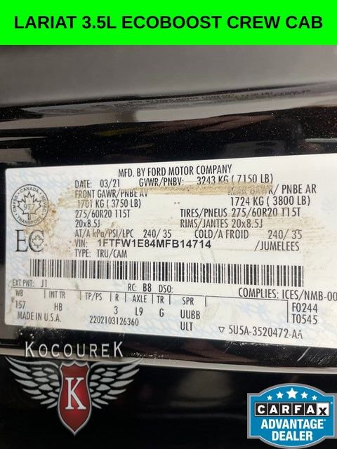 Used 2021 Ford F150 Lariat w/ Equipment Group 502A High AWD/4WD image 26