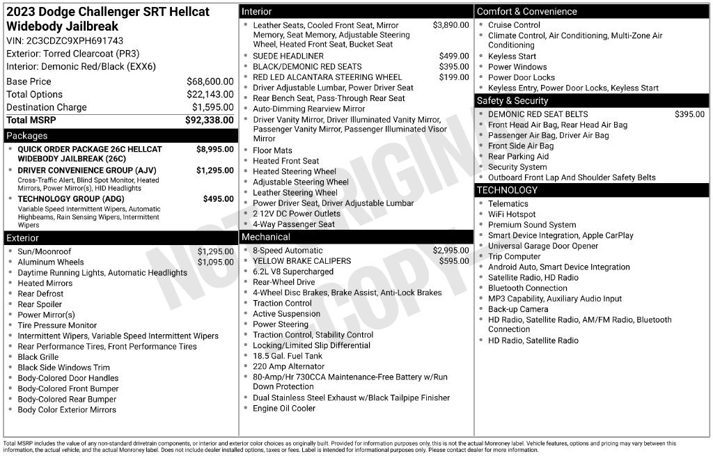 Used 2023 Dodge Challenger SRT Hellcat RWD image 8
