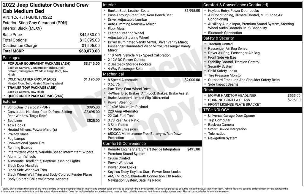 Used 2022 Jeep Gladiator Overland w/ Popular Equipment Package AWD/4WD image 35