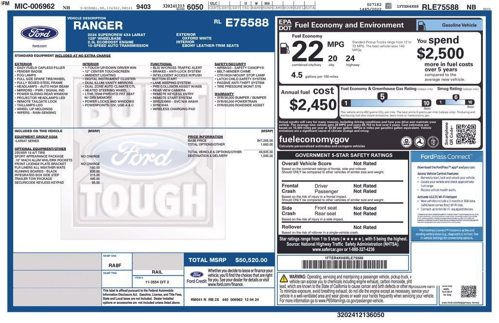 New 2024 Ford Ranger Lariat w/ Trailer Tow Package AWD/4WD image 9