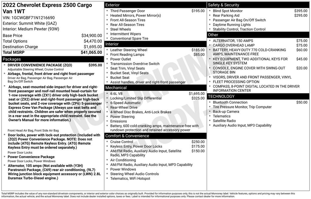 Used 2022 Chevrolet Express 2500 Extended w/ Driver Convenience Package RWD image 17