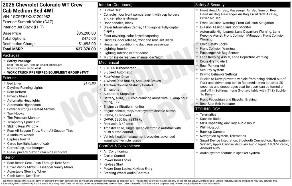 Used 2025 Chevrolet Colorado W/T AWD/4WD image 6