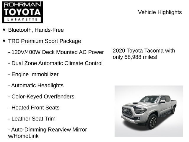 Used 2020 Toyota Tacoma TRD Sport w/ TRD Premium Sport Package AWD/4WD image 8