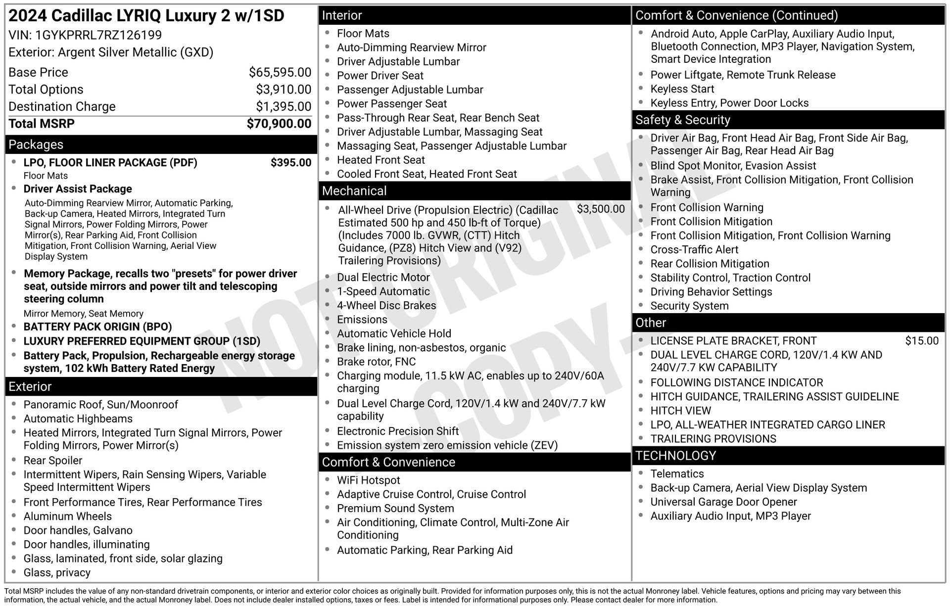 Certified 2024 Cadillac Lyriq Luxury w/ LPO, Floor Liner Package image 48