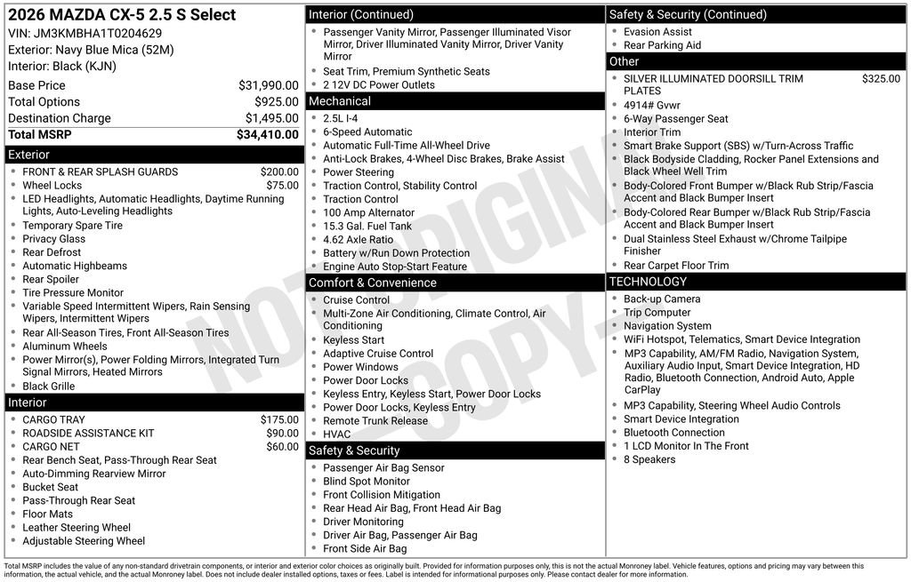 New 2026 MAZDA CX-5 Select AWD/4WD image 6