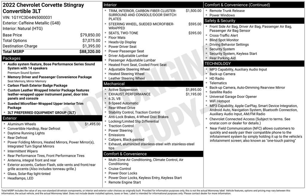 Used 2022 Chevrolet Corvette Stingray Premium Conv w/ 3LT RWD image 30
