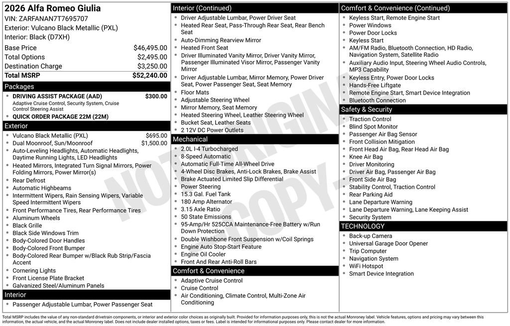 New 2026 Alfa Romeo Giulia Base w/ Driving Assist Package image 2