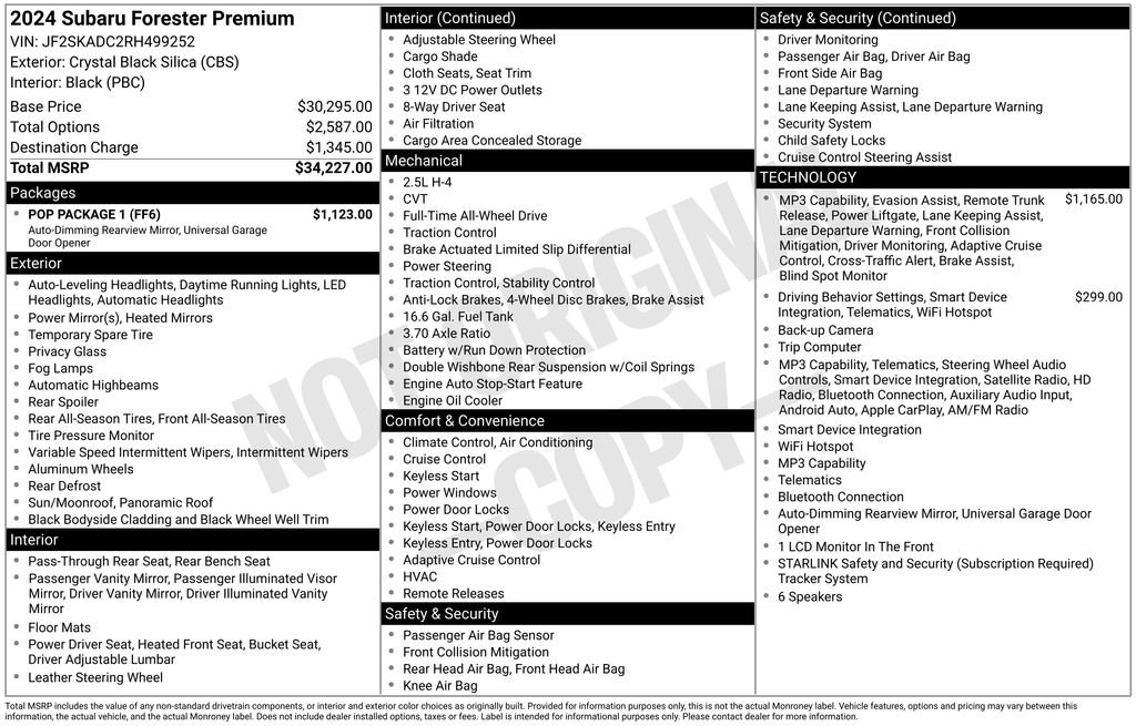 Used 2024 Subaru Forester Premium w/ POP Package 1 AWD/4WD image 4