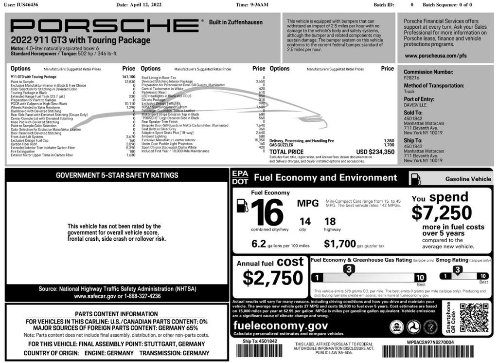 Certified 2022 Porsche 911 GT3 image 44