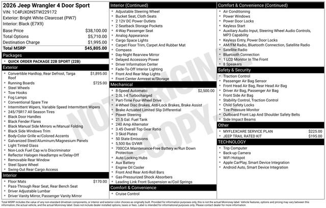 New 2026 Jeep Wrangler Sport image 25