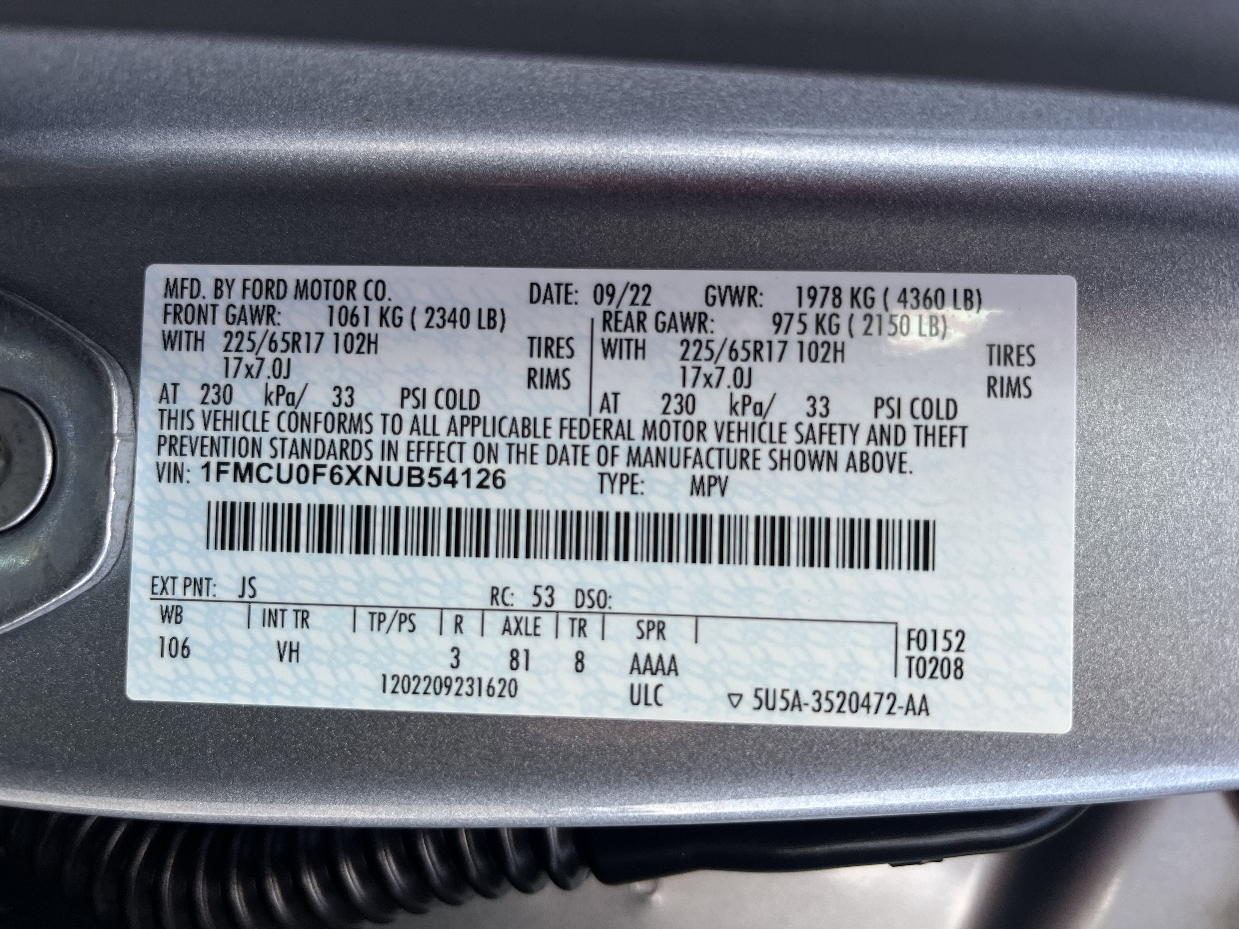Used 2022 Ford Escape S FWD image 10