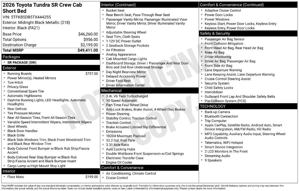 New 2026 Toyota Tundra SR AWD/4WD image 6