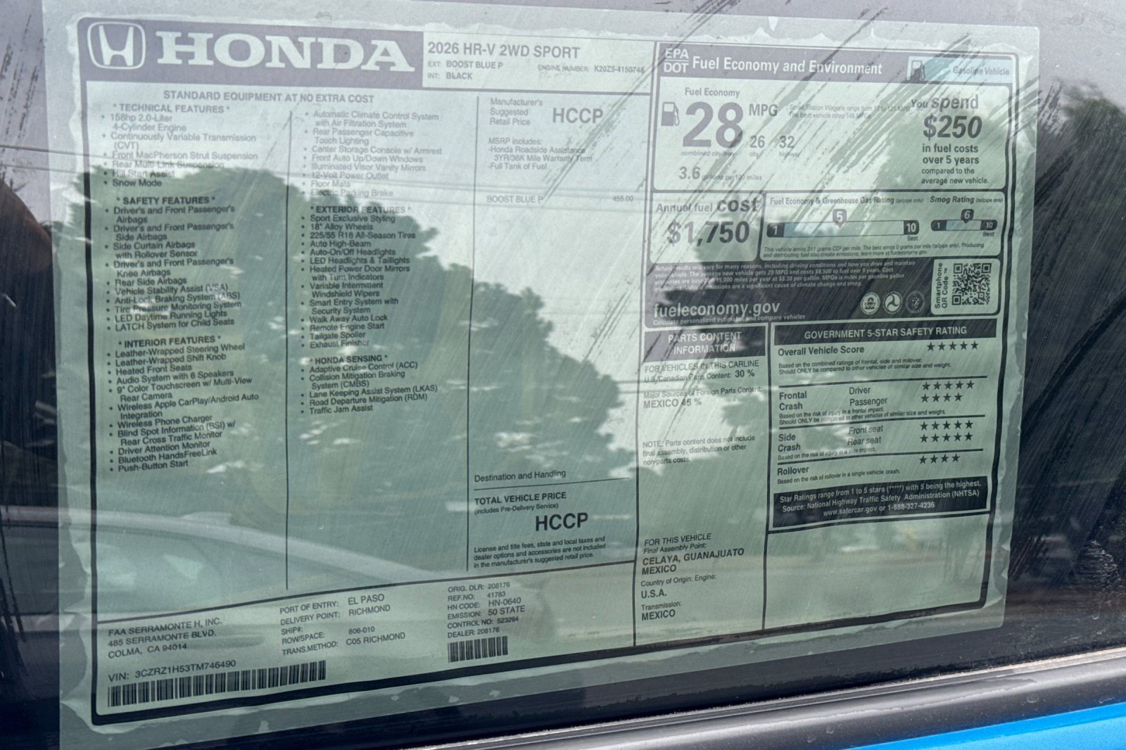 Certified 2026 Honda HR-V Sport image 42