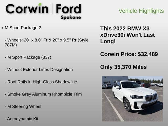 Used 2022 BMW X3 xDrive30i w/ M Sport Package 2 AWD/4WD image 6