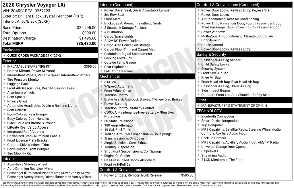 Used 2020 Chrysler Voyager Lxi FWD image 35