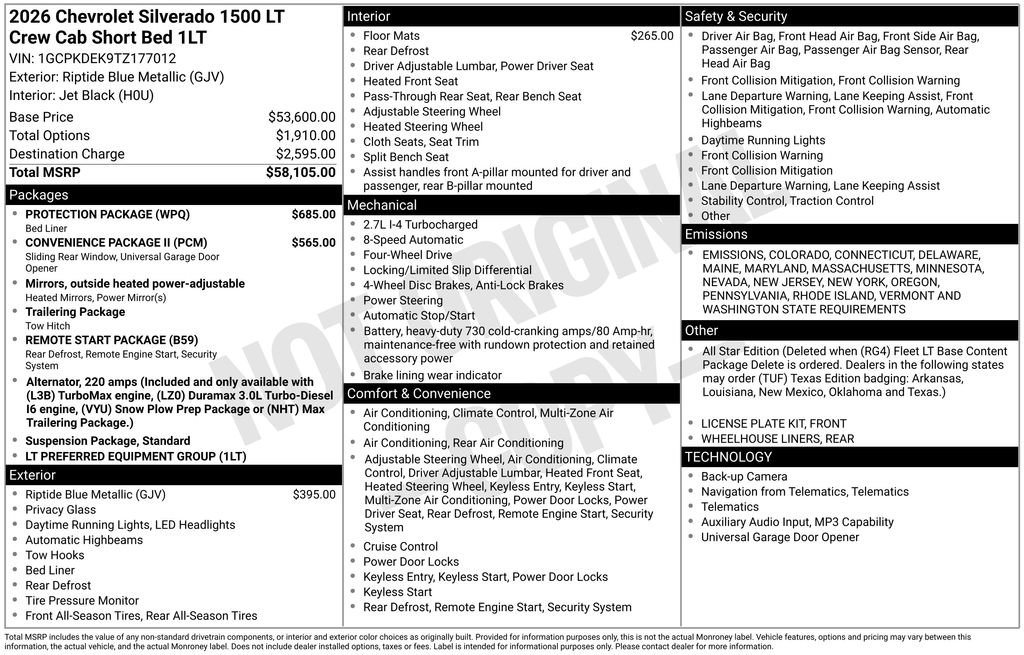 New 2026 Chevrolet Silverado 1500 LT w/ Protection Package image 3