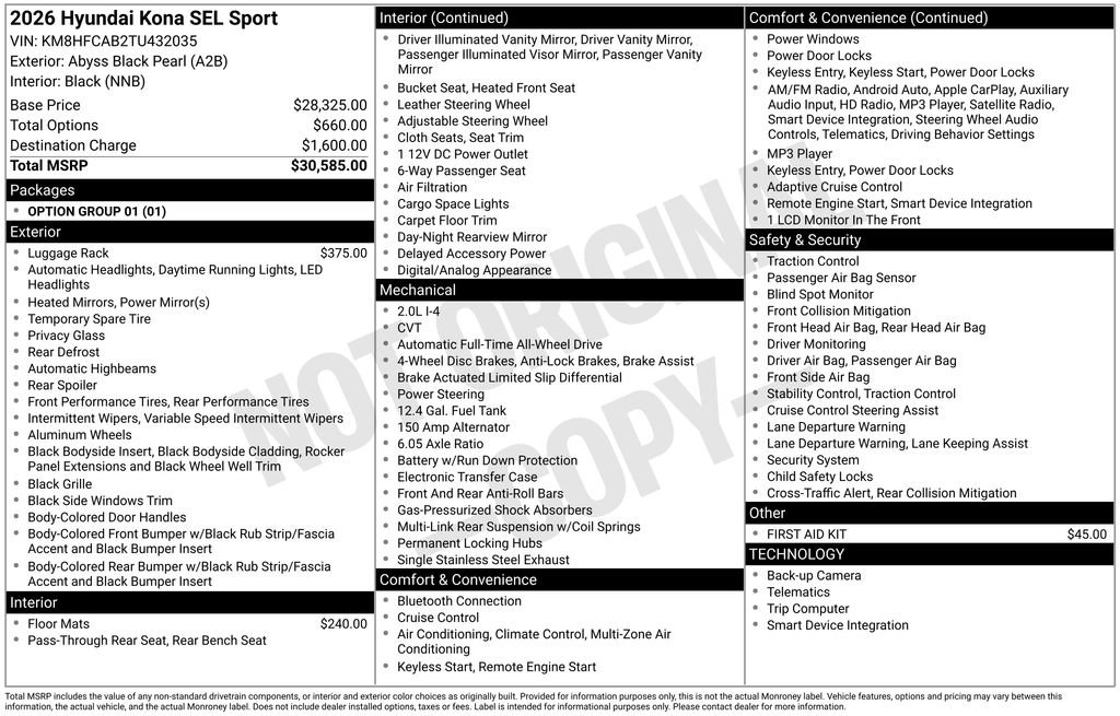 New 2026 Hyundai Kona SEL Sport image 4
