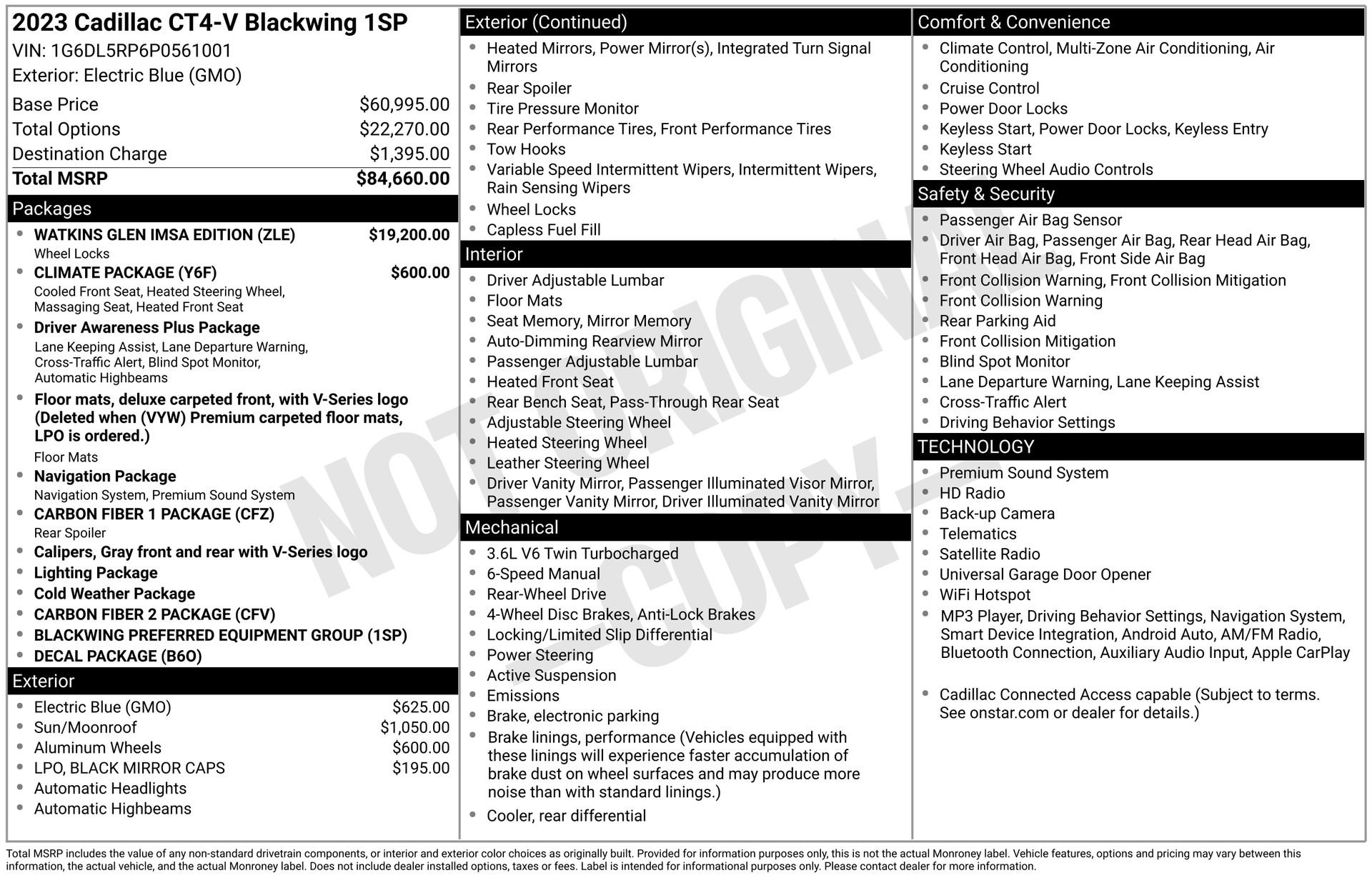 Certified 2023 Cadillac CT4 V Blackwing w/ Watkins Glen IMSA Edition RWD image 44