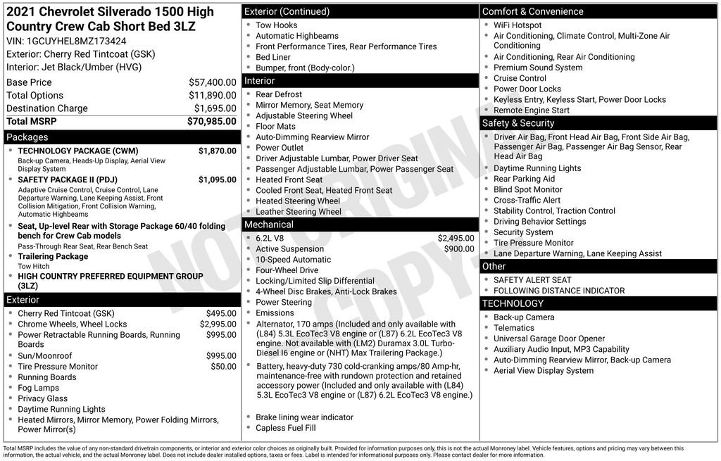 Used 2021 Chevrolet Silverado 1500 High Country w/ Technology Package image 10